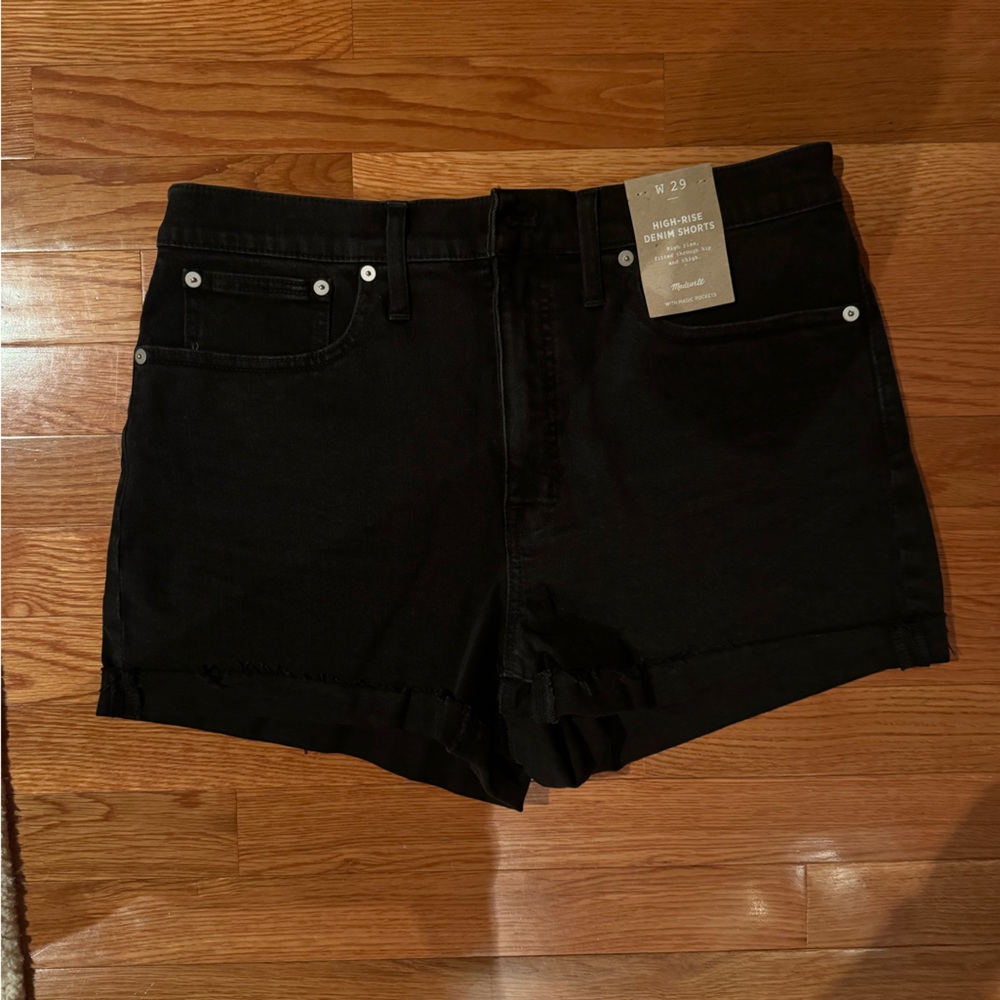 High rise denim shorts